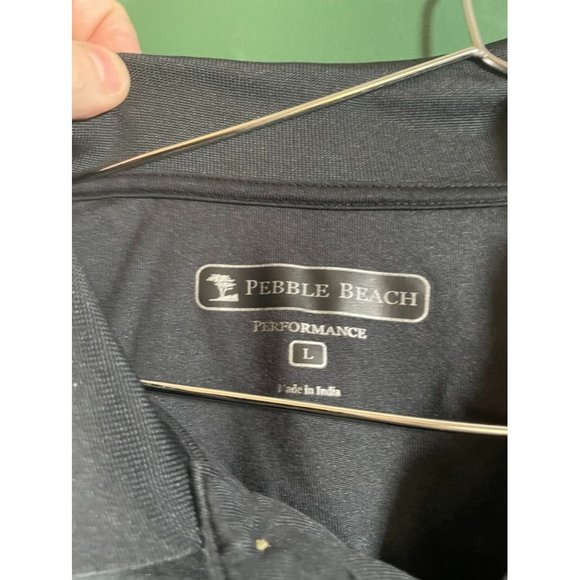 Peeble Beach -Men's Black Performance Short Sleeve Polo Shirt - Size L - Picture 3 of 4